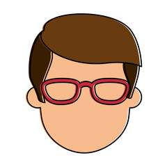 young man head with glasses avatar character vector illustration design