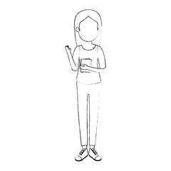 beautiful woman with books avatar character vector illustration design