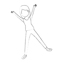 beautiful woman celebrating avatar character vector illustration design