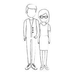 lovers couple avatars characters vector illustration design