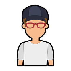 young man with glasses avatar character vector illustration design
