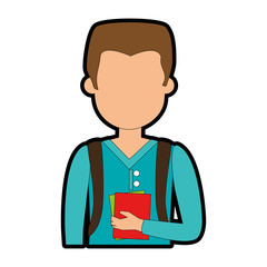 young man with school bag avatar character vector illustration design
