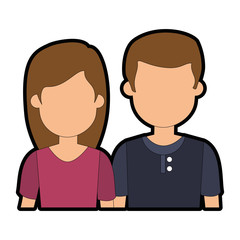 lovers couple avatars characters vector illustration design
