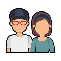 lovers couple avatars characters vector illustration design