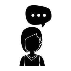 beautiful woman with speech bubble avatar character vector illustration design