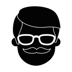 young man head with glasses avatar character vector illustration design