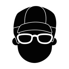 young man head with glasses avatar character vector illustration design