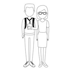 lovers couple avatars characters vector illustration design