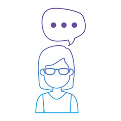 beautiful woman with speech bubble avatar character vector illustration design