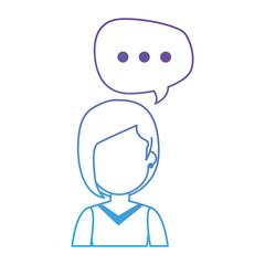 beautiful woman with speech bubble avatar character vector illustration design