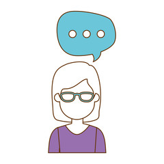 Obraz premium beautiful woman with speech bubble avatar character vector illustration design