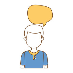 young man with speech bubble avatar character vector illustration design