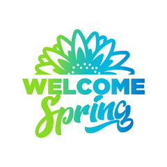 Welcome spring emblem illustration