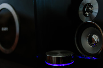 Music speakers with blue neon