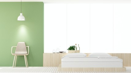 The interior hotel bedroom minimal space - 3d rendering