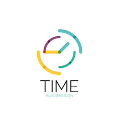 Vector abstract logo idea, time concept or clock business icon. Creative logotype design template