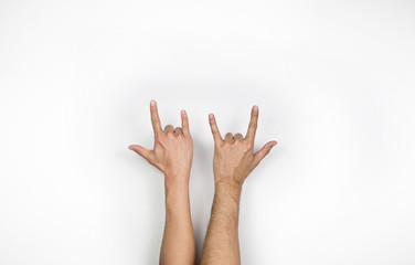 Two love sign, hand gesture on white background