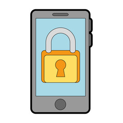smartphone device with padlock vector illustration design
