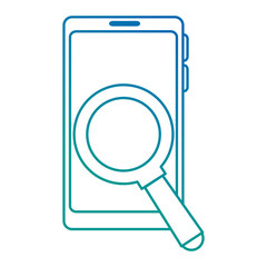 smartphone device with magnifying glass vector illustration design