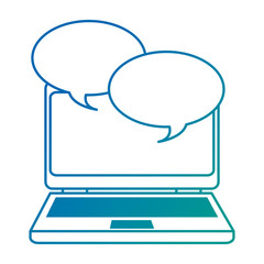 laptop computer with speech bubbles vector illustration design