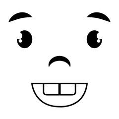 face emoticon kawaii character vector illustration design