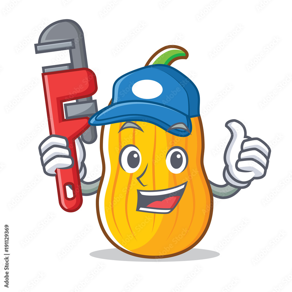 Canvas Prints plumber butternut squash mascot cartoon