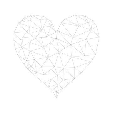 Isolated polygonal heart contour - Eps10 vector graphics and illustration
