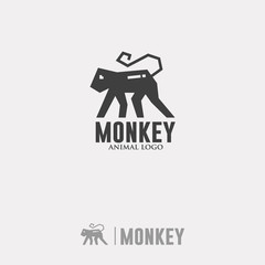 MONKEY LOGO. Silhouette Animal Icon