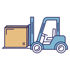 forklift vehicle with box vector illustration design