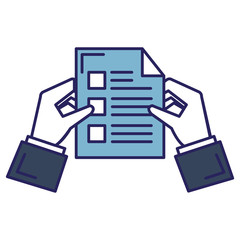 hands with paper document isolated icon vector illustration design