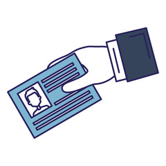 hand with id document card icon vector illustration design
