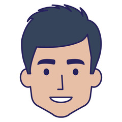 young man head avatar character vector illustration design