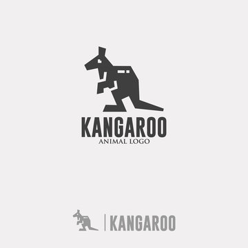KANGAROO LOGO. Silhouette Animal Icon