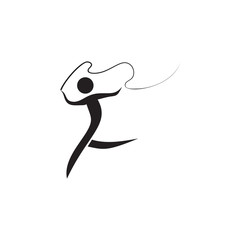 gymnast with ribbon icon. Elements of sportsman icon. Premium quality graphic design icon. Signs and symbols collection icon for websites, web design, mobile app
