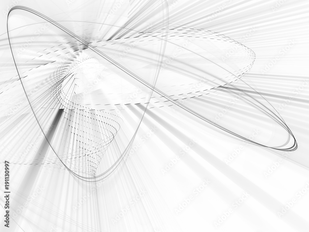 Fototapete abstract white and black background. fractal graphics series. dynamic composition of dots, traces an