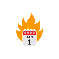 Calendar Fire Logo Icon Design