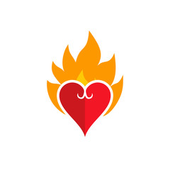 Love Fire Logo Icon Design