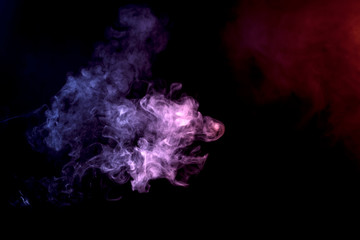 Purple cloud of vape smoke on black isolated background