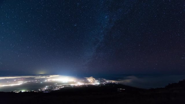 timelapse of stars moving across the heavens from the summit of haleakala on the island of maui in hawaii