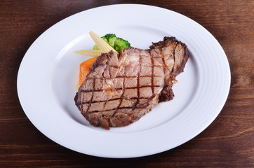 Juicy platter of beef steak   