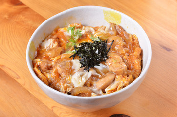 Oyakodon - bowl of chicken and egg served on rice        