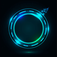 Bright circle frame on dark night.