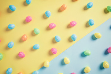 Gllittery Sweets on Pastel yellow and Blue Background
