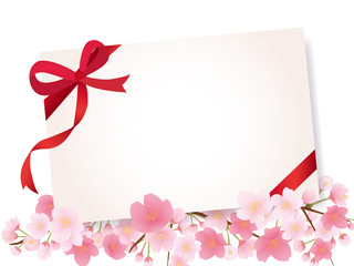 Obraz premium 桜の花とグリーティングカード