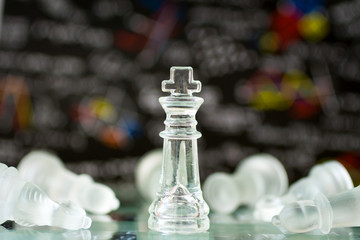 Chess on the board, stand live alone. Image use for win of fight, business concept.