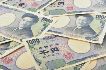 Heap of Japanese 1000 Yen , money background   