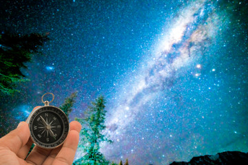 Compass with natural blur background. Travel concept. © mawardibahar