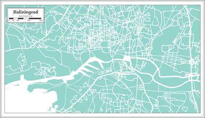 Kaliningrad Russia City Map in Retro Style. Outline Map.