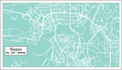 Fototapeta premium Kazan Russia City Map in Retro Style. Outline Map.