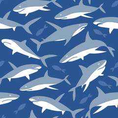 Vector Pattern with silhouettes of underwater Sea Fish, Contemporary Background and print, Cloth design for Kids